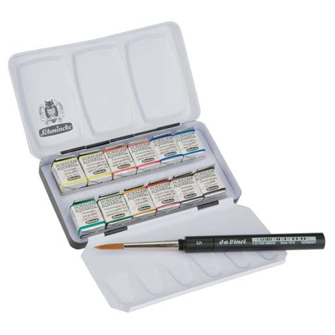 schmincke watercolour metal box set of 12 half pans|schmincke watercolour paints.